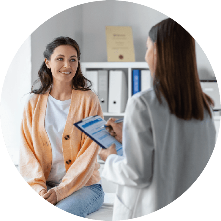 A physician discussing results with a patient